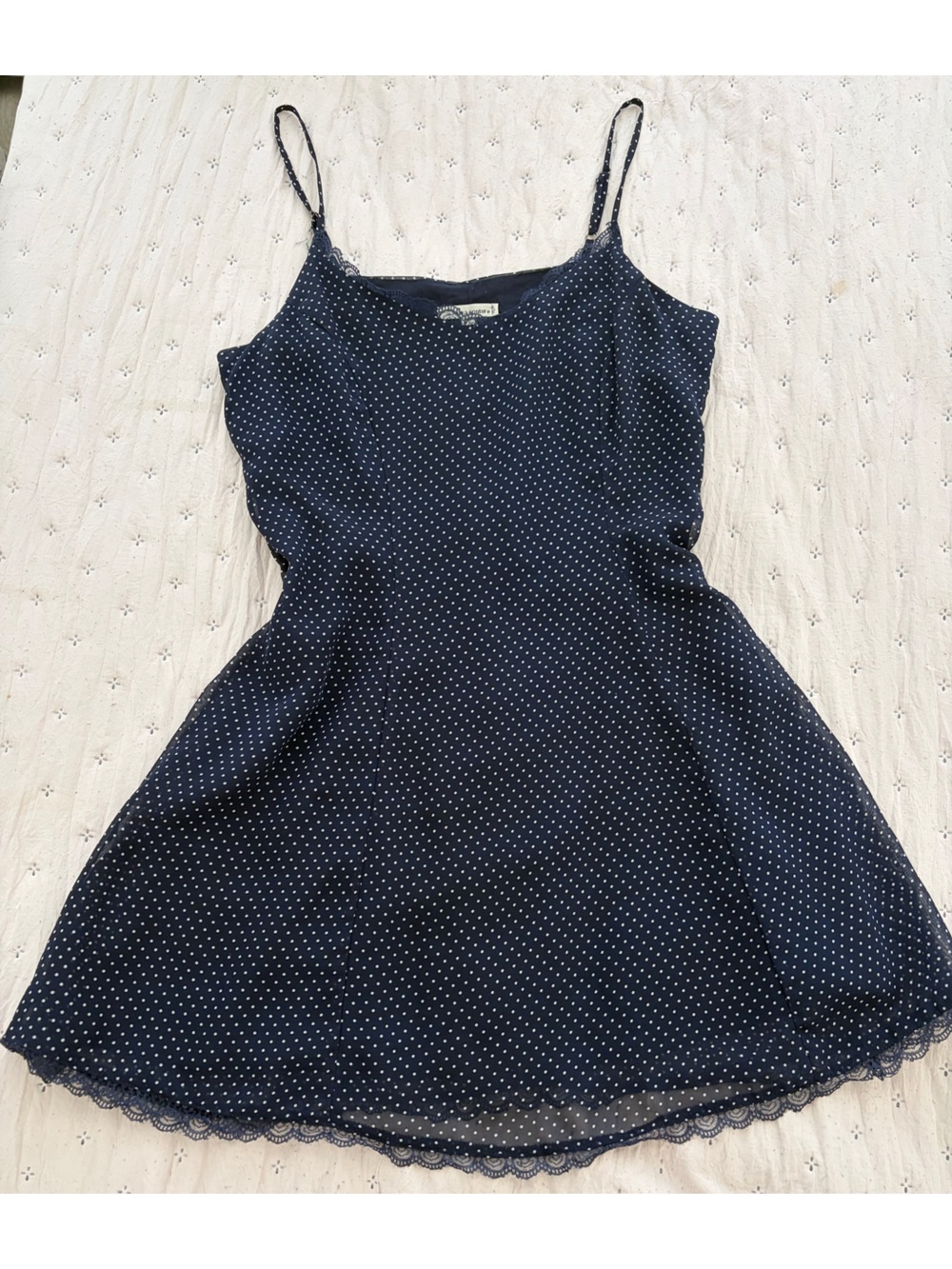 Navy blue polka dot mini dress